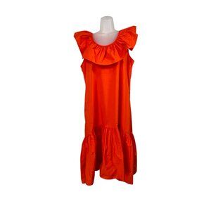 WHIT TWO Orange Sleeveless Ruffle Midi Dress Size Medium